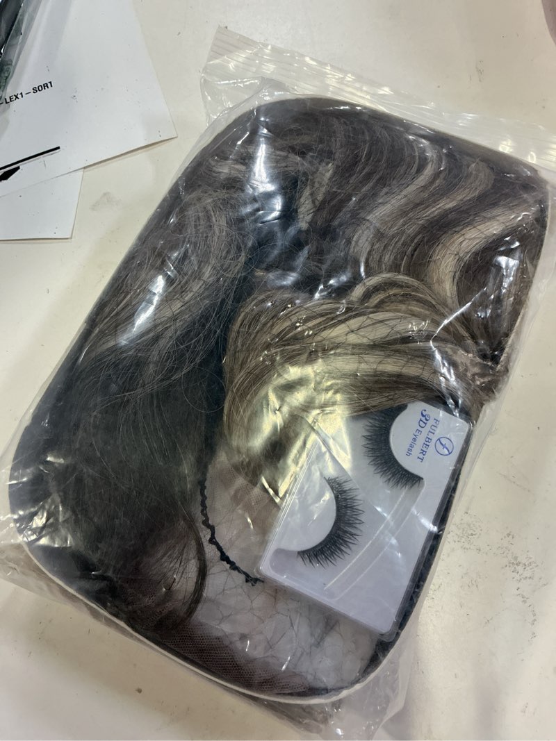 Condition photo showing Good Condition for hanne 13*6 lace front wigs for black women 29 inch highlight synthetic pre plucked wavy filp curl futura fiber glueless wigs hd lace frontal wig hair replacement wigs for every occasion (mixde blonde)
