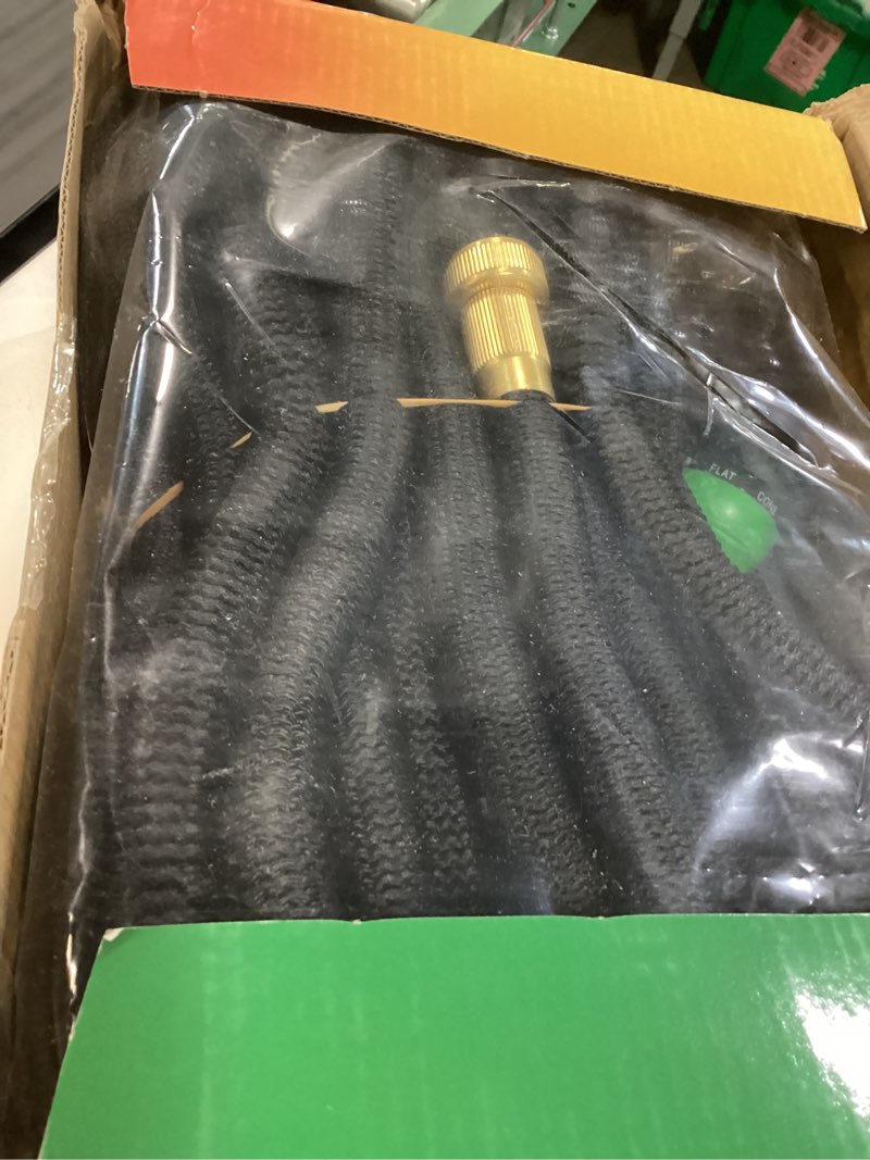 Condition photo showing New/Like New for flexi hose expandable garden hose with 8 function nozzle, 150ft - lightweight retractable garden hose, water hose - no-kink flexibility, 3/4 inch solid brass fittings and double latex core 150ft black