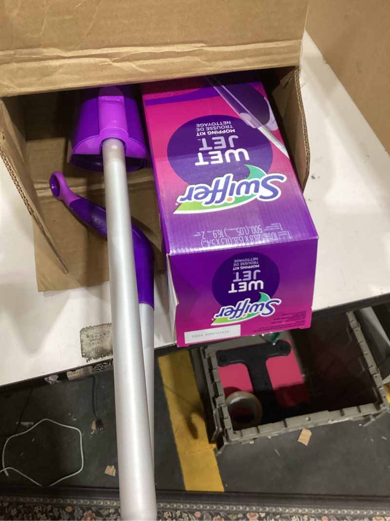 Condition photo showing As Is for Swiffer WetJet Hardwood and Floor Spray Mop Cleaner Starter Kit, Includes: 1 Power Mop, 10 Pads, Cleaning Solution, Batteries 1 Kit Cleaner Kit