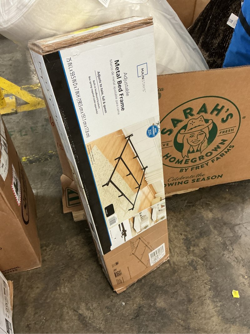 Condition photo showing Good Condition for mainstays 7" twin/full/queen size adjustable metal bed frame, black, box spring required (sold separately)