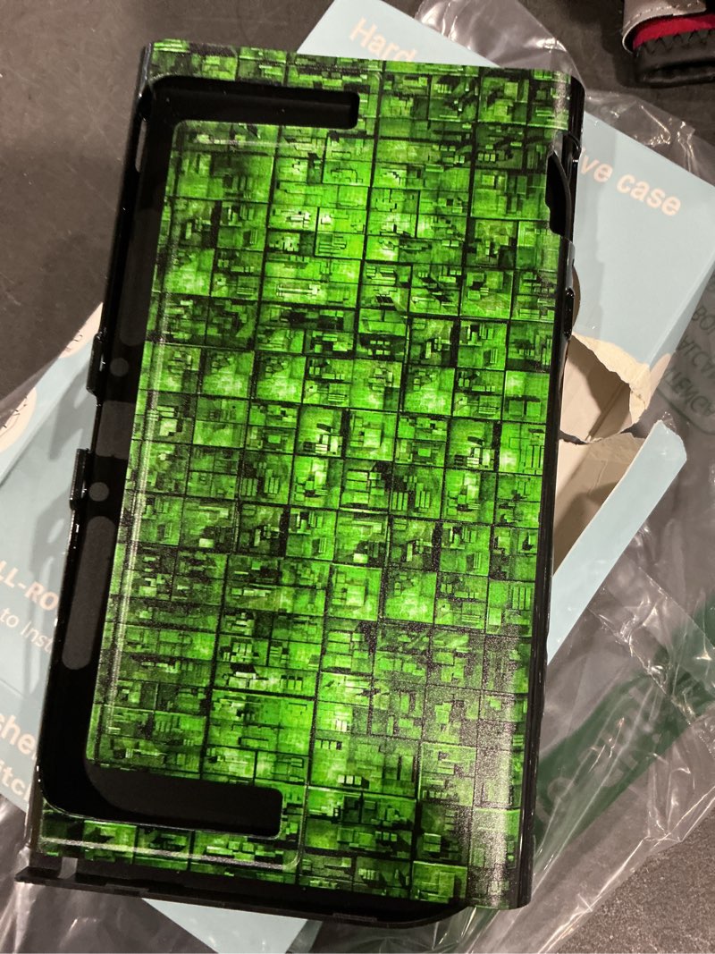 Condition photo showing Good Condition for DLseego Protective Hard Case for Nintendo Switch 2 (2025), Anti-Slip Shock-Absorption Protective Hard Case Game Handle Controller, 1 Hard Console Base Replacement Shell, 4 Thumb Grips, Grid - Green