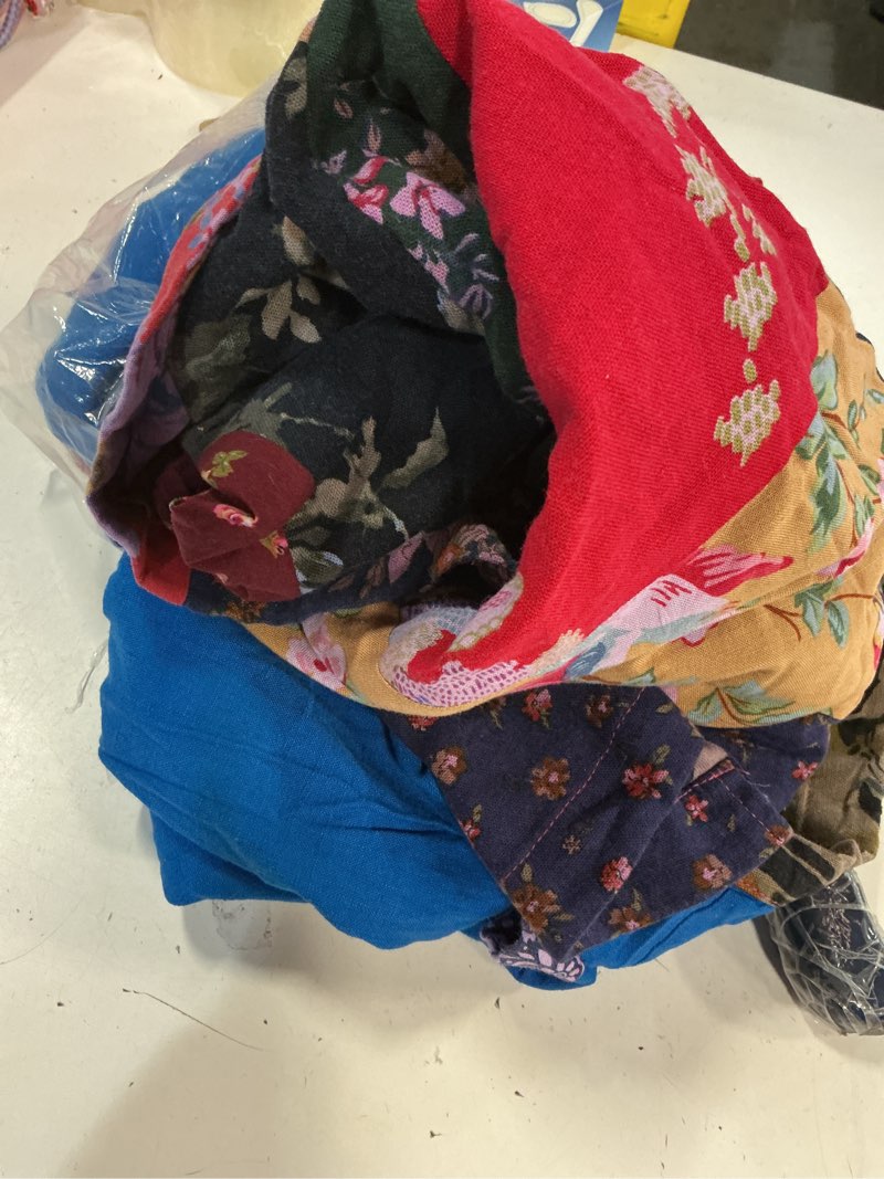 Condition photo showing As Is for women's cotton linen printed long jacket with unique patchwork cottagecore style casual spring and autumn wear medium rose purple tone