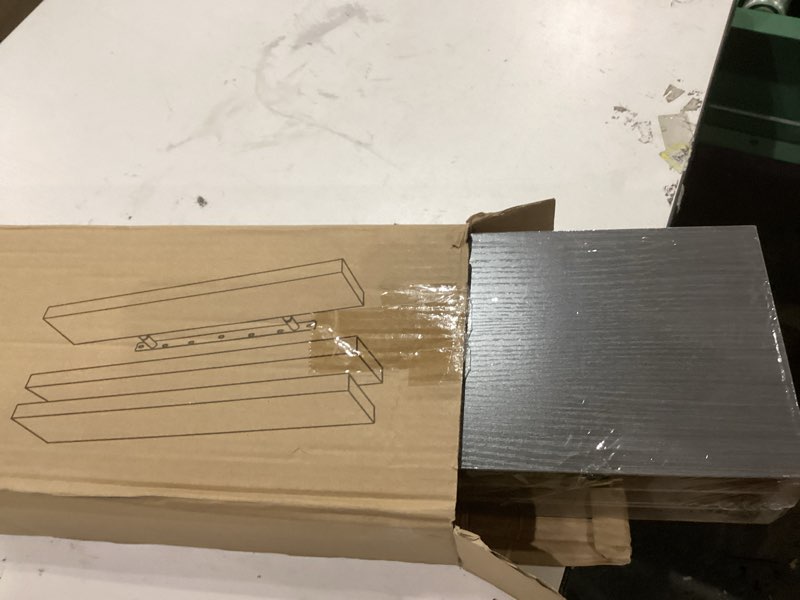 Condition photo showing Good Condition for BAYKA Grey Floating Shelves for Wall, 22.5 inches Wall Mounted Rustic Wood Shelves for Bathroom, Bedroom, Living Room, Floating Shelves for Books/Storage/Decor (Set of 3) E. Grey - Industrial Edge Style 22.5inches