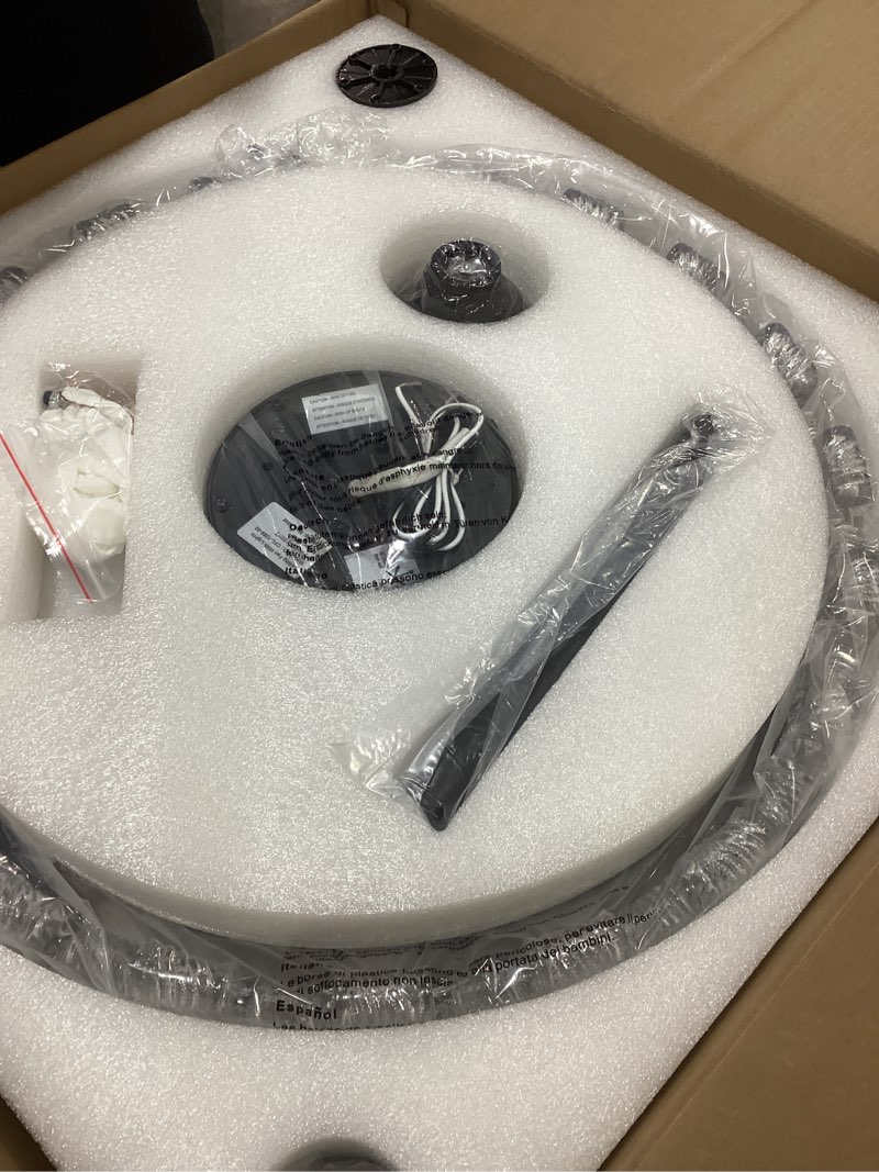 Condition photo showing Good Condition for CROSSIO 20'' Modern Caged Ceiling Fan with Light, Black Water Ripple Glass LED Flush Mount Ceiling Fan with Lights and Remote, 6 Speeds Enclosed Fandelier for Bedroom Dining Room Living Room Black Acrylic Shade