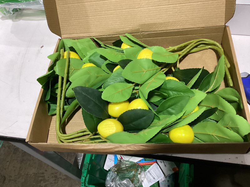 Condition photo showing New/Like New for 5 pcs artificial lemon branches for vase home decor | 18 inch plastic lemon tree with lemon bushes for garden patio porch window box planter and indoor outdoor home decor