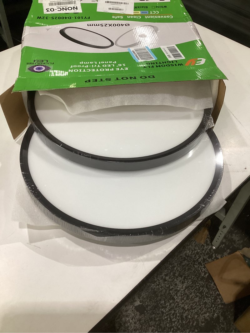 Condition photo showing Good Condition for 2pk 15.8 inch black led flush mount ceiling light, 32w, 3480lm, 3000k/4000k/6000k cct selectable, round flat panel light low profile ceiling light fitures for hallway, kitchen, bedroom, laundry room 15.8\" black