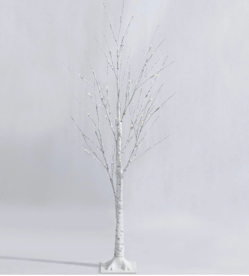 4 ft. Pre-Lit White Birch Tree Artificial Christmas Tree Twig Birch Christmas Decor