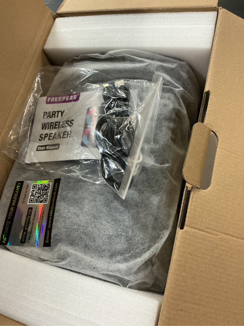 Condition photo showing New/Like New for party bluetooth speaker - 240w peak loud speaker, dazzling light show, deep bass, ipx4 waterproof, 15h battery, tws pairing, bt 5.3 wireless, portable for home/outdoor/beach/pool party
