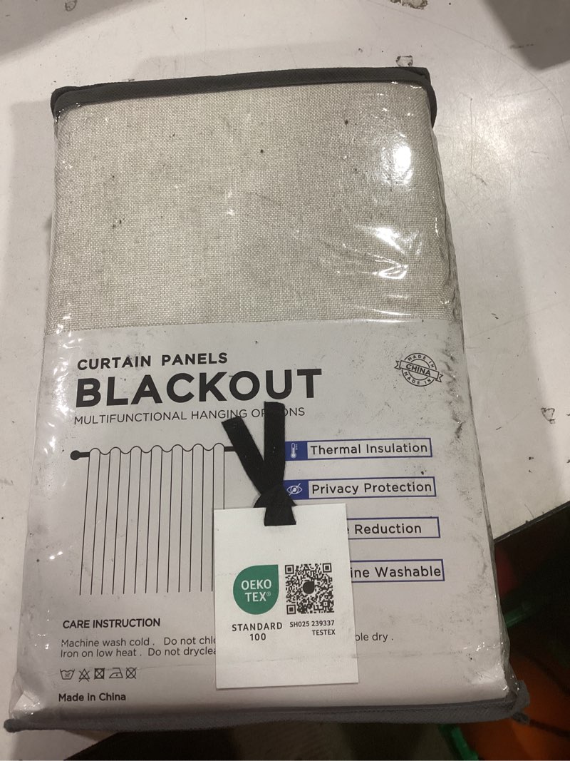 Condition photo showing New/Like New for 100% Blackout Shield Linen Blackout Curtains for Bedroom 84 Inches Long, Back Tab/Rod Pocket Living 