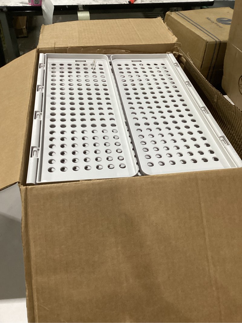 Condition photo showing New/Like New for snslxh 8 pack stackable closet storage bins, multifunctional & foldable closet organizers and storage for bathroom kitchen laundry room drawer shelf storage, space-saving wardrobe organizer, white white 8 pack