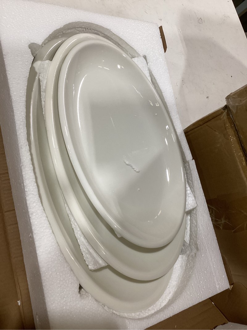 Condition photo showing New/Like New for dowan large serving platter, 16"/14"/12" oval platters oven safe, white serving plates for wedding decor, ceramic serving dish for entertaining food, set of 3
