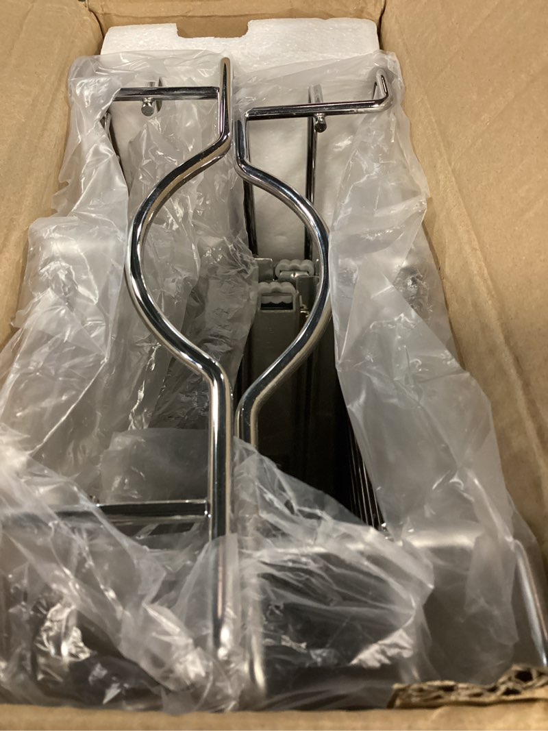 Condition photo showing As Is for DINDON 2 Tier Pull Out Cabinet Organizer (11" W x 18" D) Heavy-Duty Metal Sliding Drawer Shelf, Two Tier Pull Out Shelves for Kitchen Cabinets, Pantry, Bathroom, Chrome Finish Chrome 11'' W X 18'' D