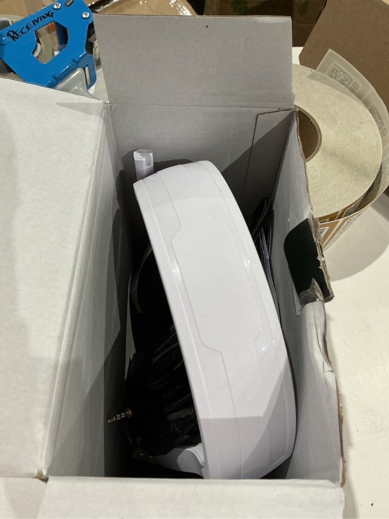 Condition photo showing As Is for ozeino gaming headset for pc, ps4, ps5, xbox headset with 7.1 surround sound gaming headphones with noise canceling mic, led light over ear headphones for switch, xbox series x/s, laptop, mobile white