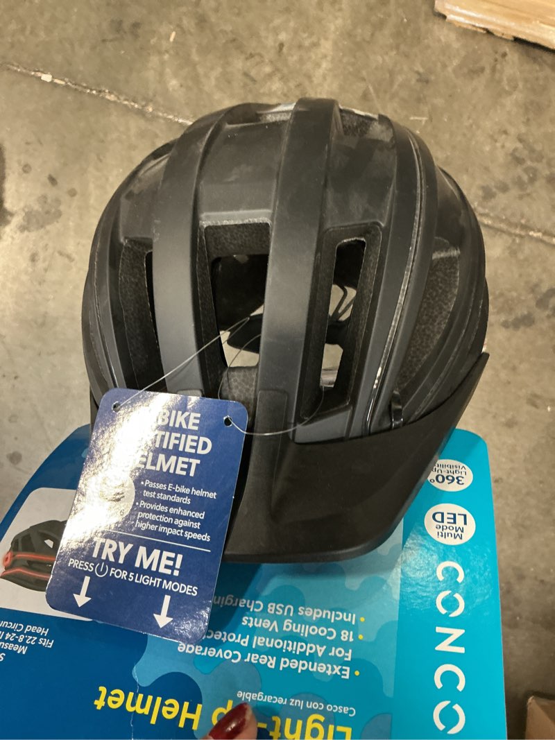 Condition photo showing Good Condition for concord 360 degree rechargeable light-up black bike helmet  e-bike certified  ages 14+