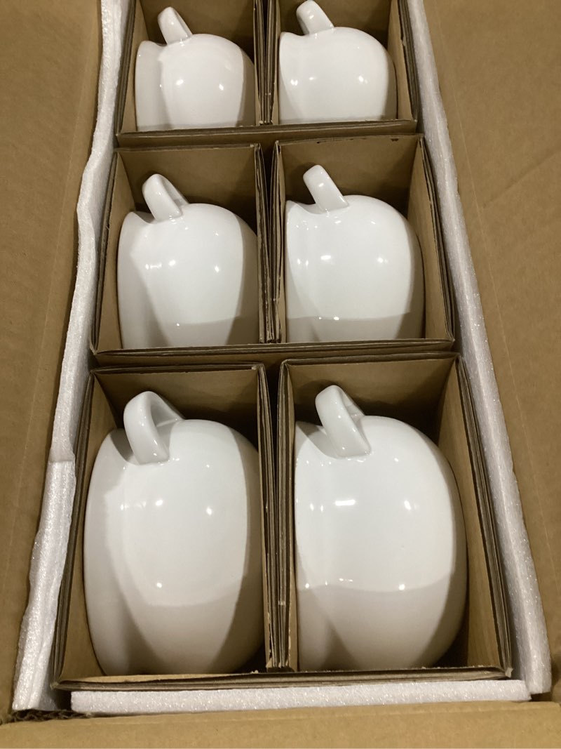 Condition photo showing As Is for vumdua soup bowls with handles, 16 oz ceramic french onion soup bowls - stackable soup crocks oven safe for cereal, chilli, pot pies, dishwasher microwave safe, set of 6, white