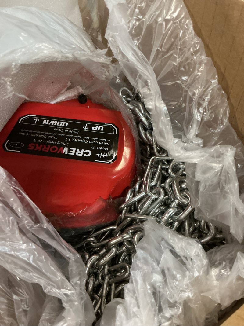 Condition photo showing Good Condition for manual chain hoist | 1 ton/2000 lbs capacity | 10’ lift | 2 hooks | manual hand lift steel chain block hoist (1t-red)