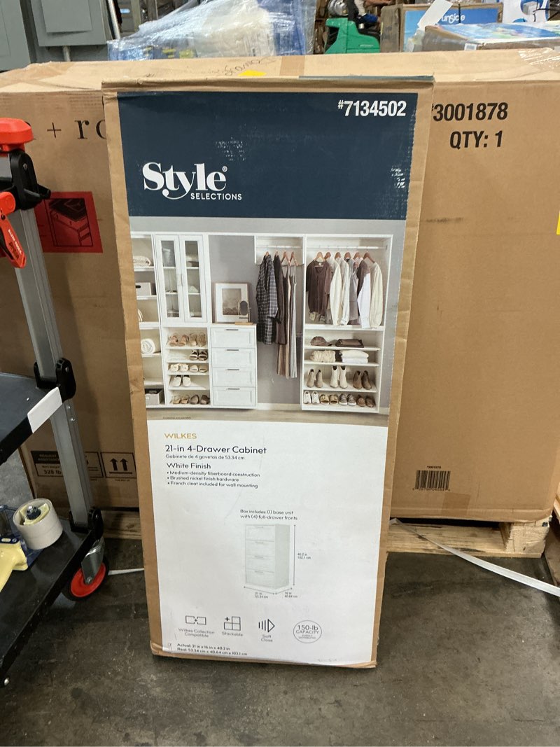 Condition photo showing Good Condition for  style selections wilkes 21-in to 21-in w drawer unit white solid shelving wood closet system