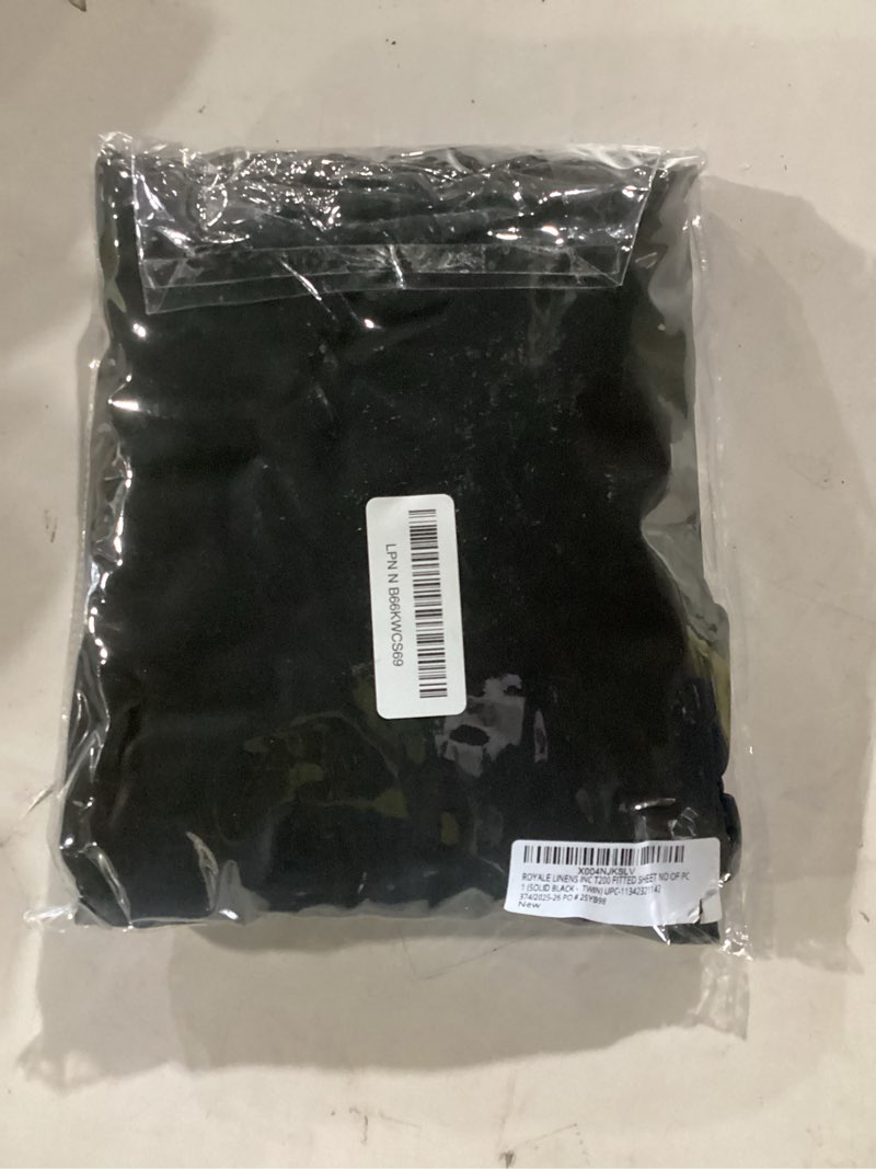 Condition photo showing Good Condition for Royale Linens 100% Organic Cotton Fitted Sheet - Percale Weave - Super Soft Deep Pocket Bottom Sheets - Black Elastic Sheet Twin Size - Twin Fitted Sheets Only - (39"x75"+15", Black) Black Twin