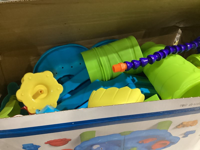 Condition photo showing As Is for jukudahu water table for kids ages 3-4 3-5 4-6 4-8 with water pumb, outdoor sensory play table with beach toys accessories water waterfall for boys girls, birthday gifts for toddlers age 3 4 5 6 7 8 2-tier water table with pump