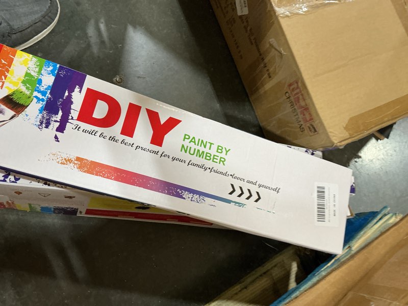 Condition photo showing New/Like New for southwestern window paint by numbers kit for adults - diy vintage chair and cactus scene painting on rolled canvas 16x20in, acrylic paint set, suitable for beginners, art for home decoration or gifts tcxy08517-16x20in rolled