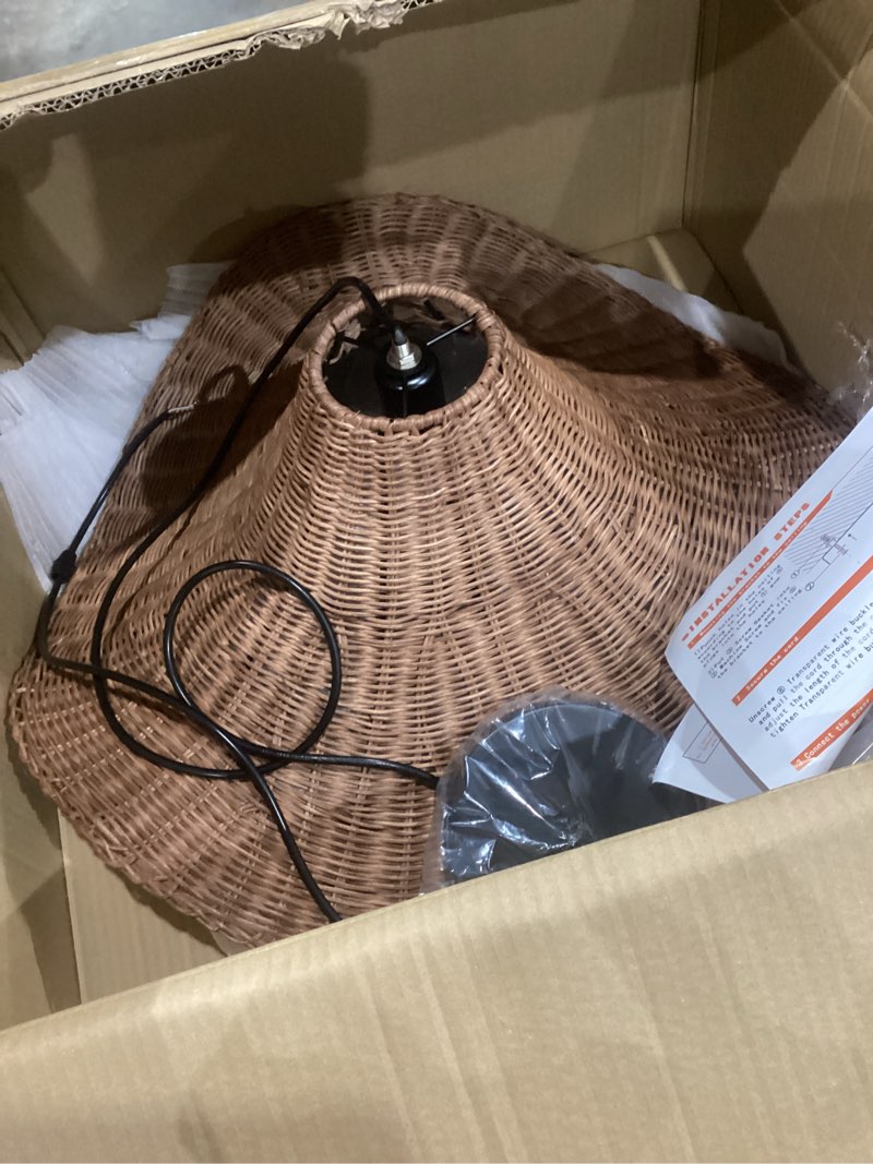 Condition photo showing Good Condition for arturesthome large coastal rope lamp shade,woven hanging lighting for bedroom adjustable vintage chandelier for kitchen entryway 23.6" w 23.6"