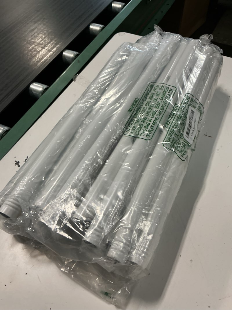Condition photo showing As Is for 2 pack white curtain rod, 1 inch adjustable heavy duty curtain rods for windows 48 to 84 inch, decorative modern window treatment rods, splicing metal drapery pole, easy installation
