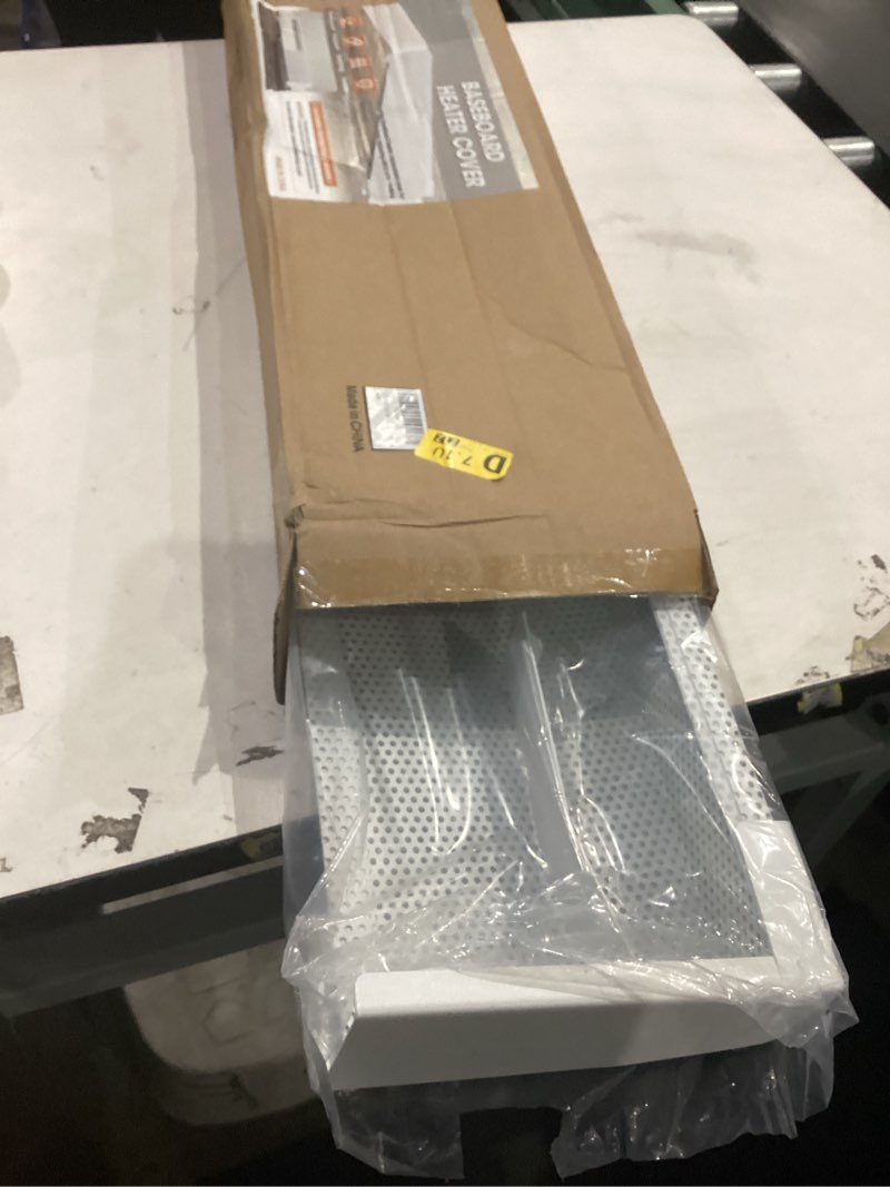 Condition photo showing Good Condition for 5ft steel easy slip-on baseboard heater cover with end caps for bathroom & hydronic system for replacing old cover, white cover 5ft ?with end caps?