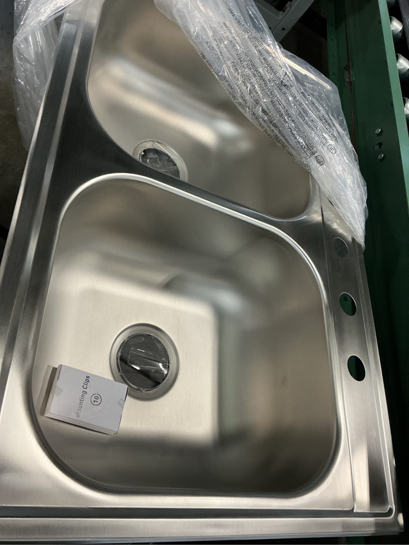 Condition photo showing Good Condition for elkay dayton drop-in 33-in x 22-in stainless steel double equal bowl 4-hole kitchen sink