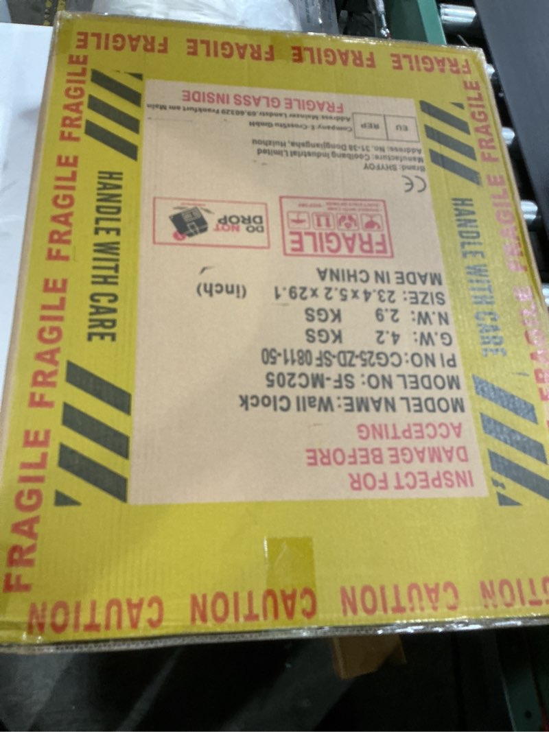 Condition photo showing New/Like New for Vintage Wall Clock – Gold Metal Clock, 21in Decorative Antique Farmhouse Wall Clock, Large Rustic Clock for Living Room, Office, or Entryway Décor 21"W x 27.55"H