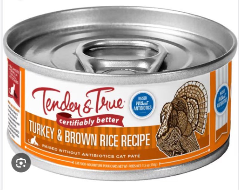 best by aug 18 2025 tender & true antibiotic-free turkey & brown rice recipe canned cat food, 5.5 oz, case of 24
