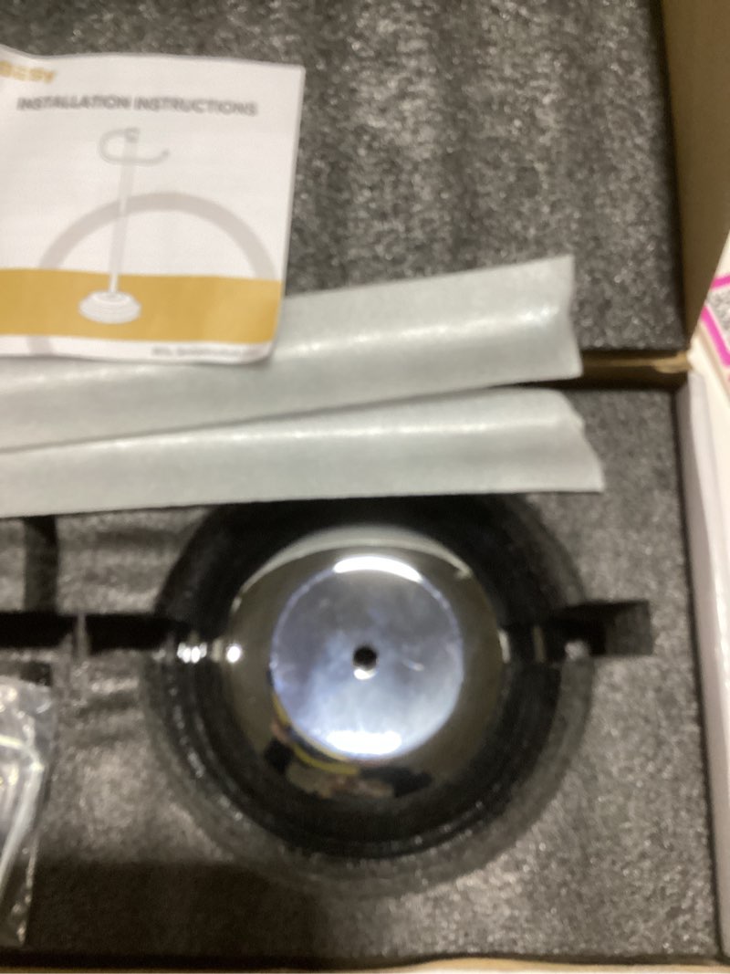 Condition photo showing As Is for BESy Toilet Paper Holder Free Standing Bathroom Toilet Tissue Holder Stand for Floor Toilet Paper Roll Holder with Storage Hardware Accessories Rack Non Adjustable Polished Chrome Stainless Steel