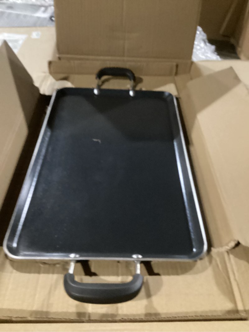 Condition photo showing New/Like New for Ecolution Artistry Nonstick Double Burner Griddle, Easy To Clean, Cool Touch Silicone Handle, Dishwasher Safe Pots and Pans, 12-Inch x 18-Inch, Black 12-Inch x 18-Inch Black