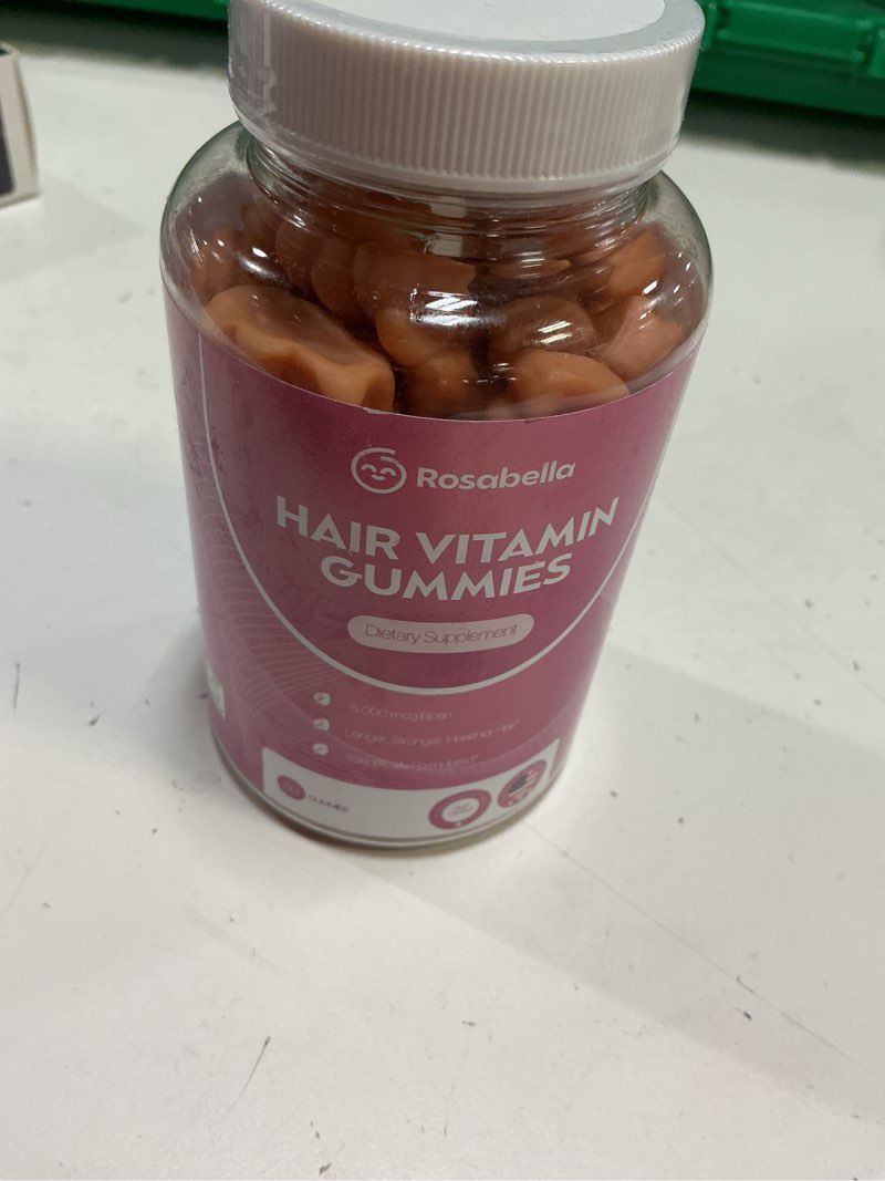 Condition photo showing New/Like New for (exp:05/2026)rosabella hair growth gummies for women & men – vegan hair gummies with 5000mcg biotin – hair vitamins for strong, healthy-looking hair – gummy biotin supplement – 60 count 60 count (pack of 1)