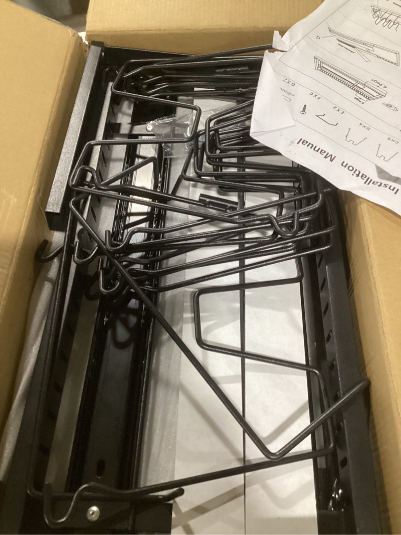 Condition photo showing New/Like New for 2 Pack Pull Out Pots and Pans Organizer Under Cabinet, 22" Deep Expandable Pot Lid Organizer and Storage with 10 Adjustable Dividers Adhesive Pot and Pan Holder Rack with Handle Bracket(Black) B-Model Black-2 Pack