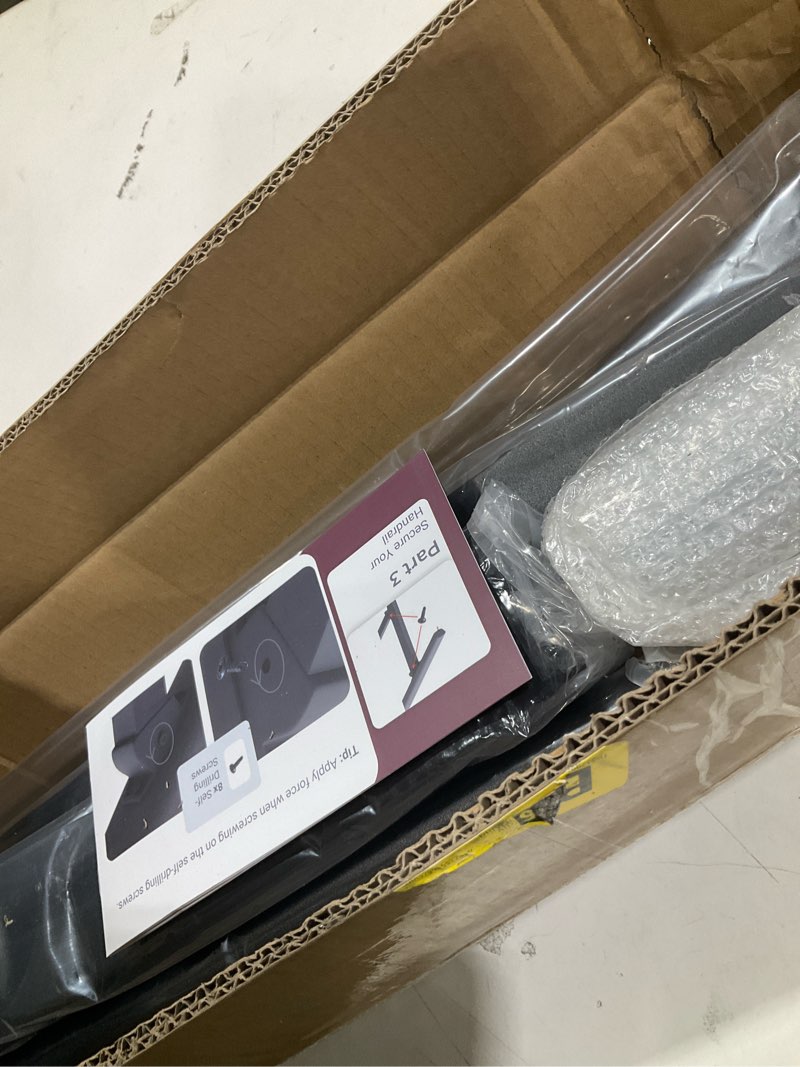 Condition photo showing Good Condition for hand rails for outdoor steps,3 step stair handrail & indoor stair railing kit?black railings for outdoor steps and hand rails for seniors for porch (3 step) black-straight 3 step