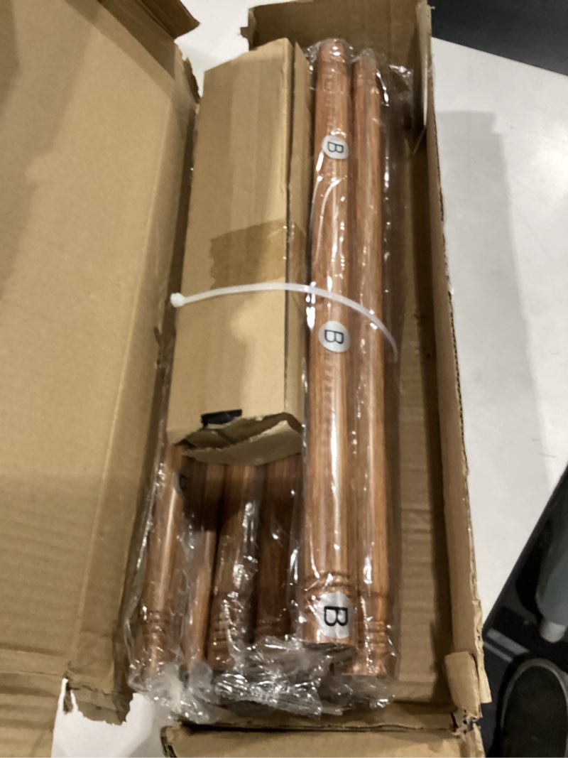 Condition photo showing New/Like New for wood double curtain rod, boho decorative long dual curtain rod 66 to 120 inch, 1 inch adjustable heavy duty rustic farmhouse spliced drapery rods, modern faux wood grain design wood 36"-120"