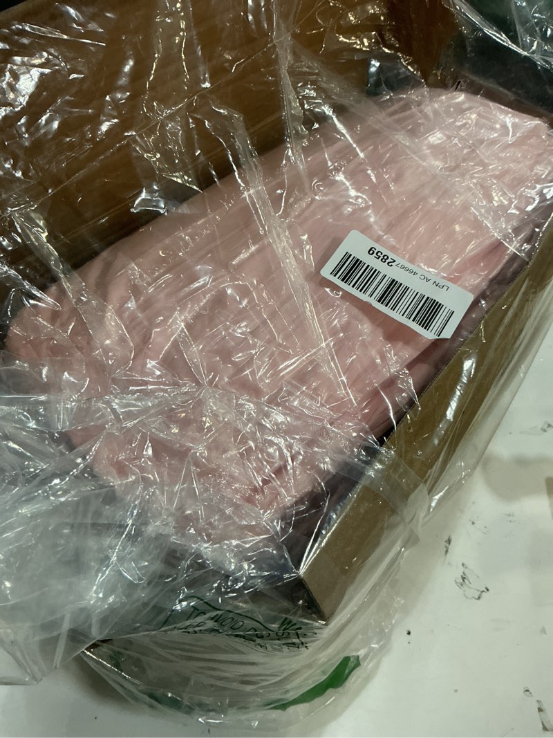 Condition photo showing New/Like New for Andency Oversized King Comforter Set 128x120, 3 Pieces Pink Ruffle Shabby Chic Famhouse Bedding Set for Women, Lightweight Fluffy Super King Plus Bed Set for Girls Pink Super King Plus (128"x120")