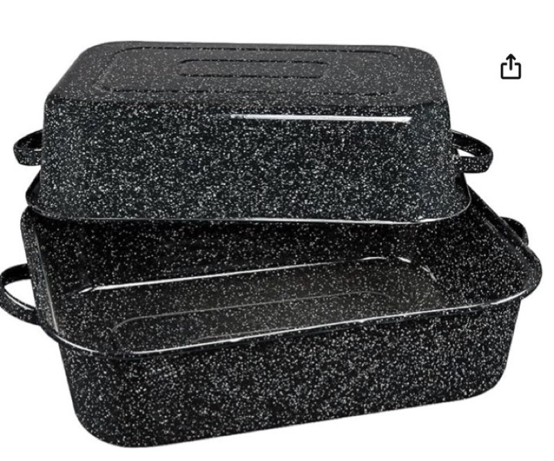 Granite Ware 21-Inch Covered Rectangular Roaster - Enamel Steel Cookware, Nonstick & Chemical-Free, 