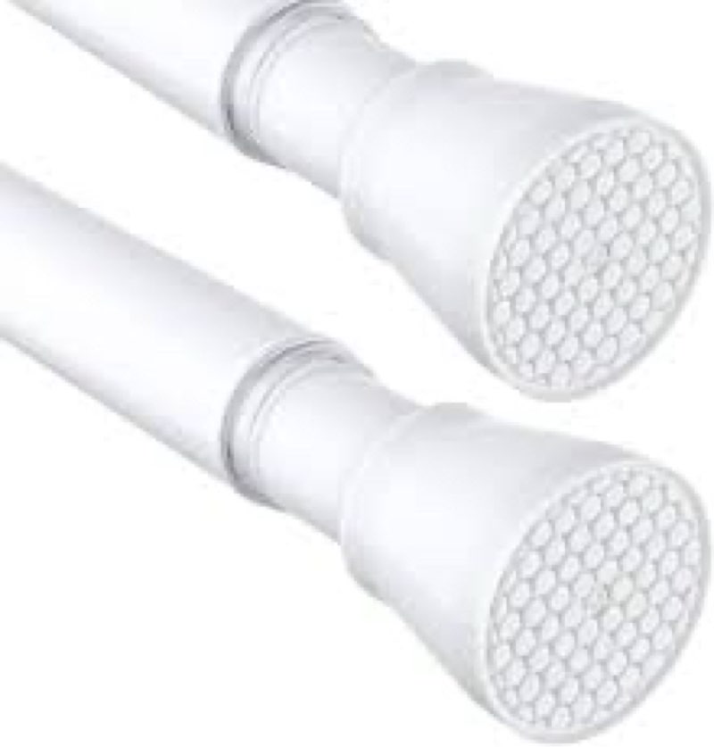2 pack white long curtain rod 40-146 inch adjustable outdoor tension shower curtain rod no drilling 