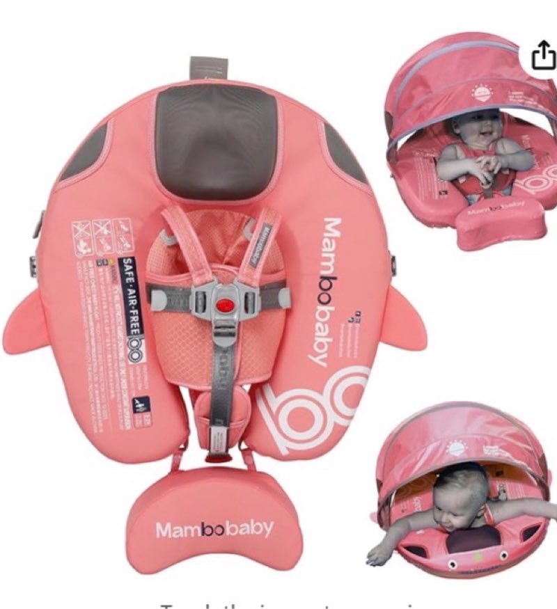 baby pool float with upf50+ 3d adjustable canopy, add tail mambobaby float non inflatable infant floats for pool, cartoon narwhal baby floats (npink with canopy-u05npctlurohml01u05