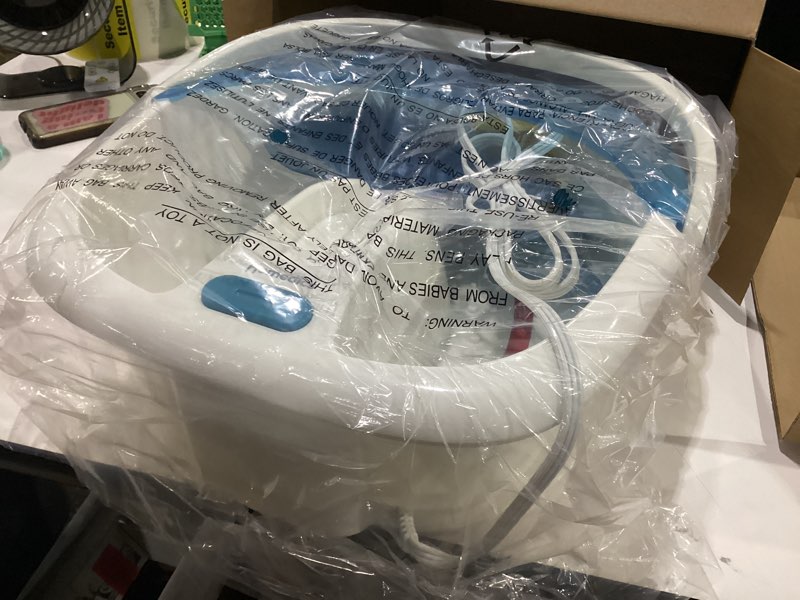 Condition photo showing New/Like New for homedics bubble spa elite footbath, 2-in-1 removable pedicure center, toe-touch control, easy tote handle no-splash, fb-450h