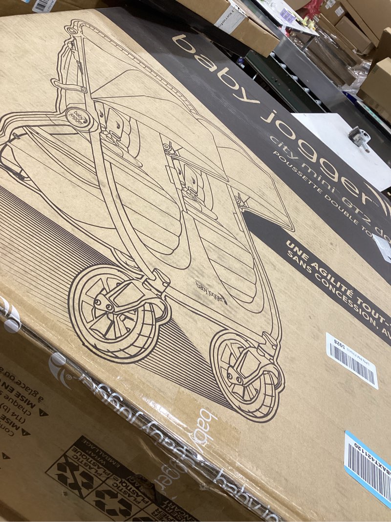 Condition photo showing As Is for Baby Jogger City Mini GT2 All-Terrain Double Stroller Jet Black Perfect for Newborn and Toddler Compatible with Britax Cybex Graco and Maxi Cosi Infant Car Seats Double Stroller Black