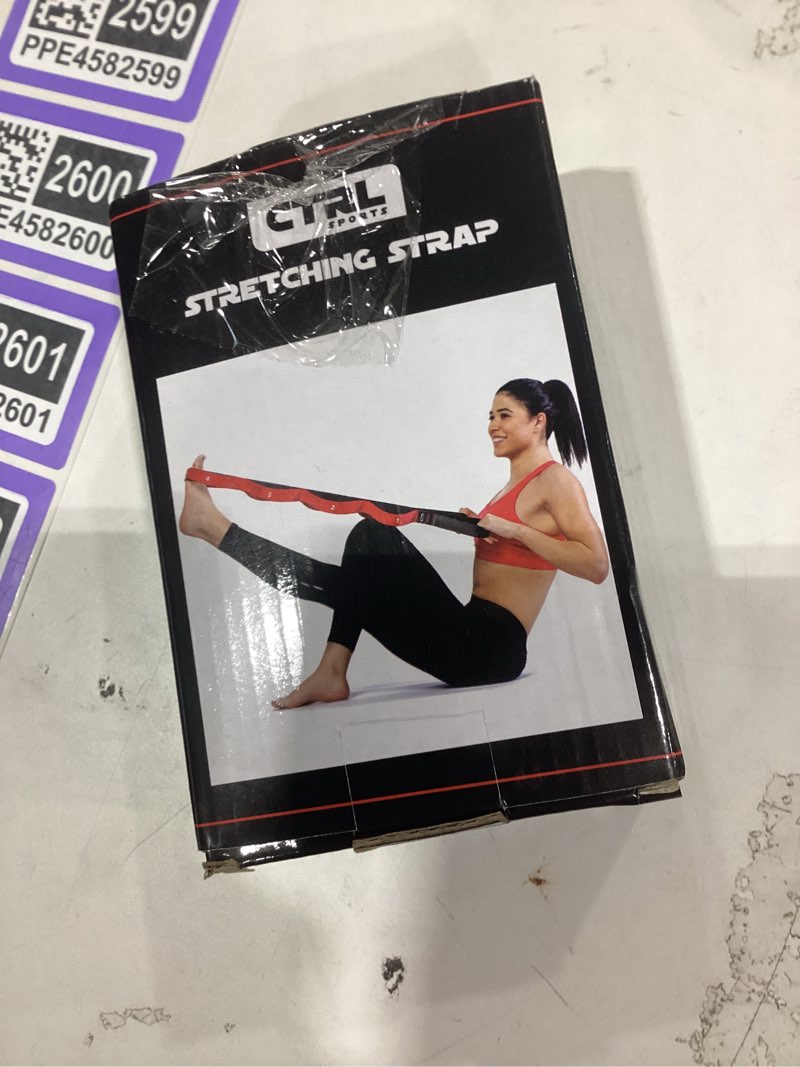 Condition photo showing New/Like New for Stretching Strap with Loops - Non Elastic Stretch Band for Physical Therapy, Yoga Strap for Stretching Equipment, Stretch Bands for Exercise and Flexibility - Fascia, Hamstring & Leg Stretcher Belt 10 Loops - Red