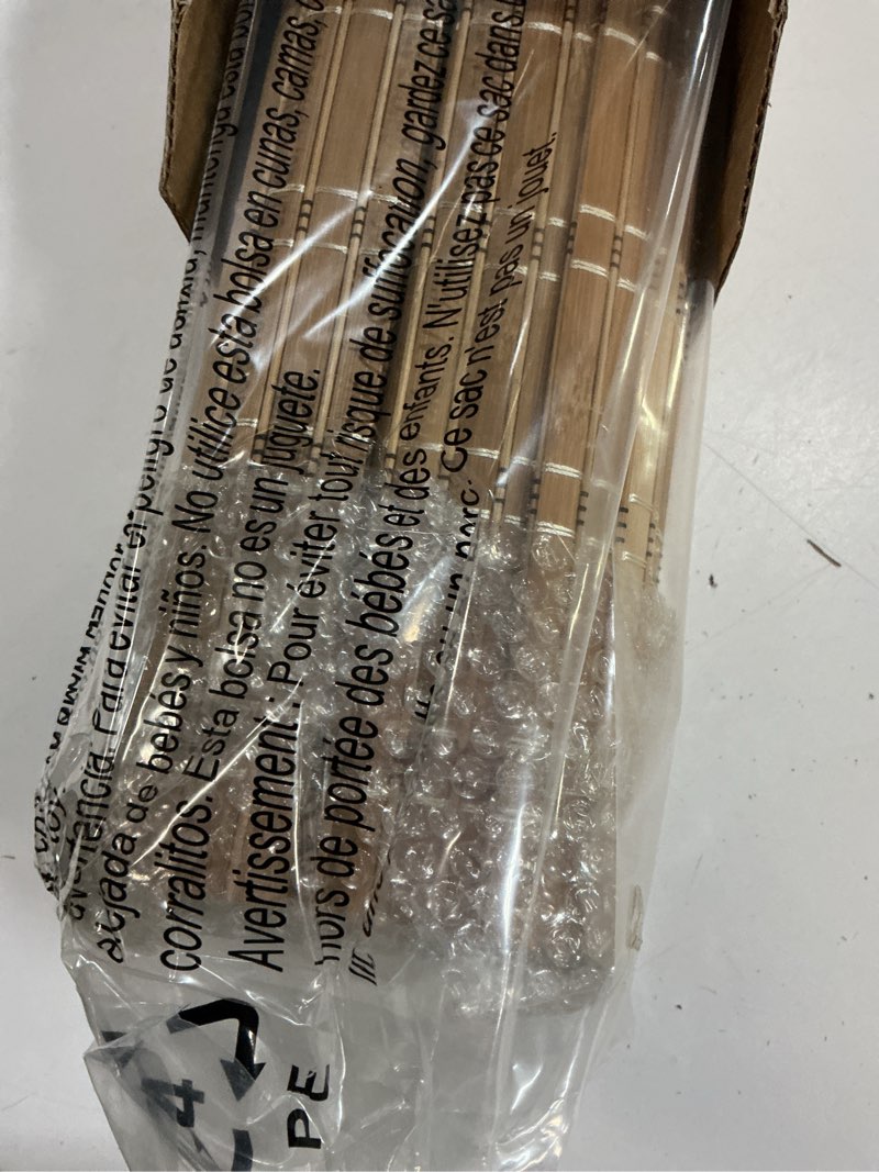 Condition photo showing Good Condition for lazblinds no tools no drill cordless bamboo roman shades, light filtering window treatment, roll up bamboo blinds for windows 26'' w x 72'' h, brown light filtering-brown206 26" w x 72" h