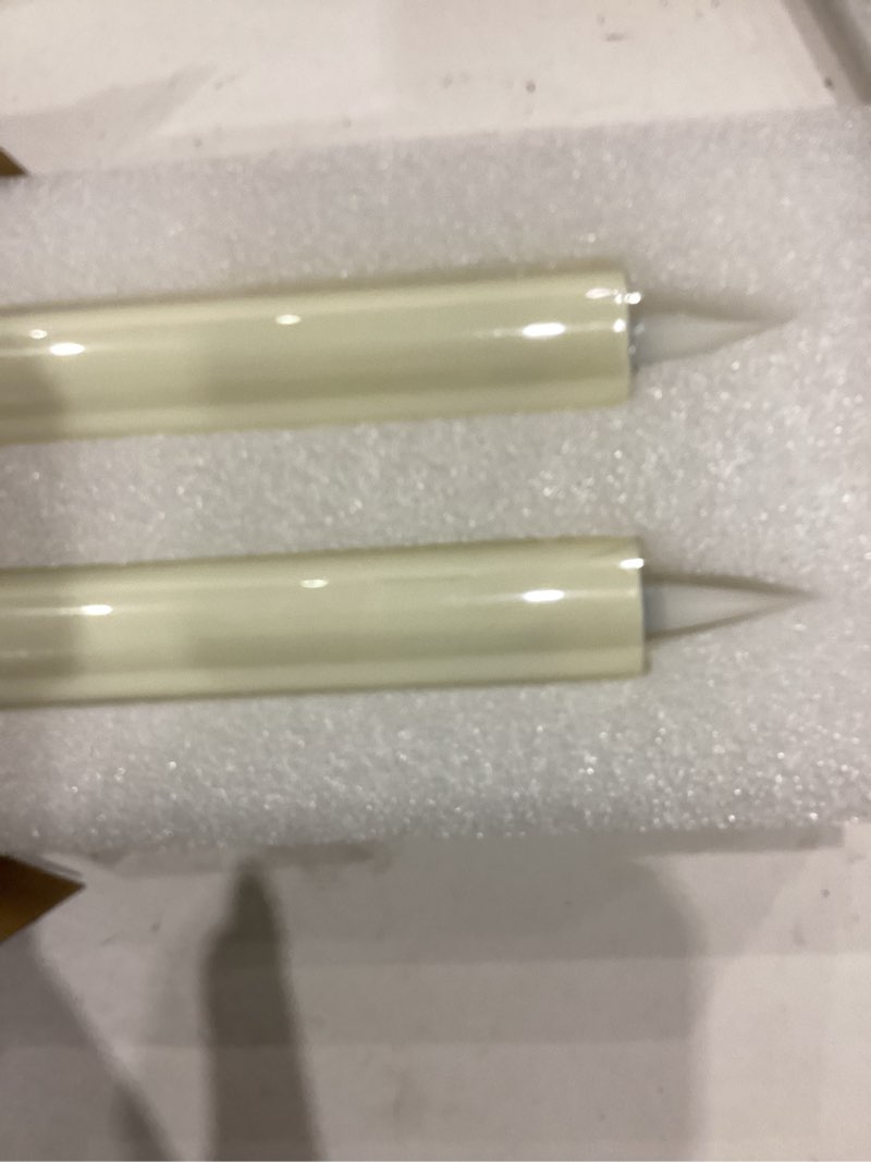 Condition photo showing Good Condition for flameless taper candles flickering with remote and timer, 3d moving flame taper candle battery operated to 400 hours, 9 inch window candles, (ivory)