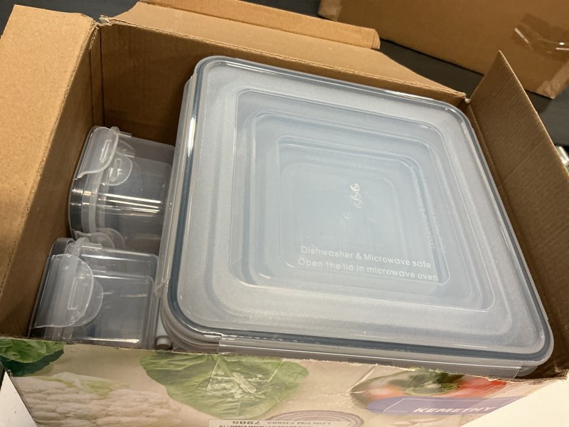 Condition photo showing Good Condition for 60 PCS Food Storage Containers with Lids, BPA-Free Plastic Food Containers for Kitchen Storage, Leak Proof, Reusable Meal Prep Containers with Labels & Pen