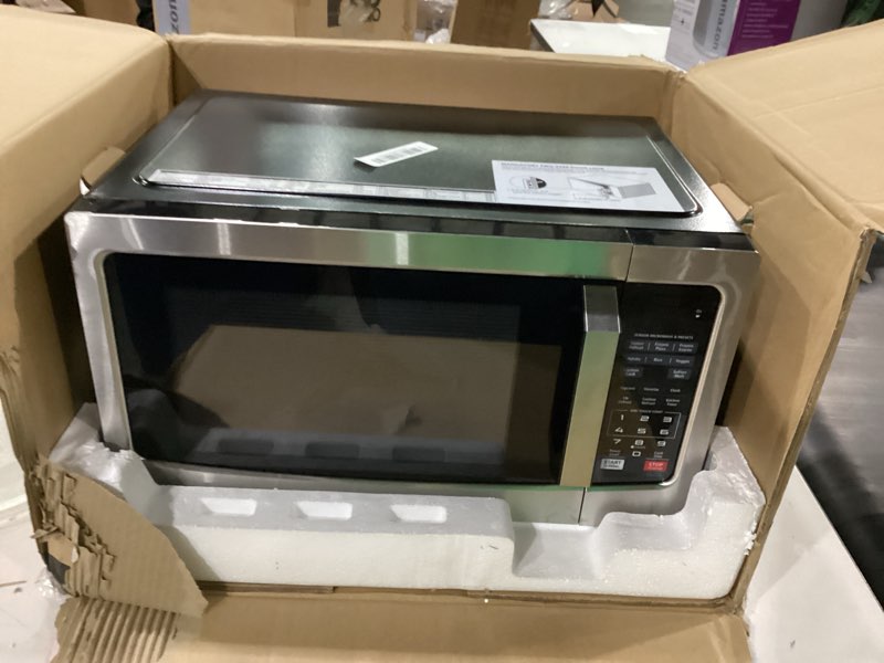 Condition photo showing Good Condition for not tested ******toshiba em131a5c-ss countertop microwave ovens 1.2 cu ft with 12.4\" removable turntable smart humidity sensor, 12 auto menus mute function eco mode easy clean interior, 1000w, silver 1.20 cu.ft