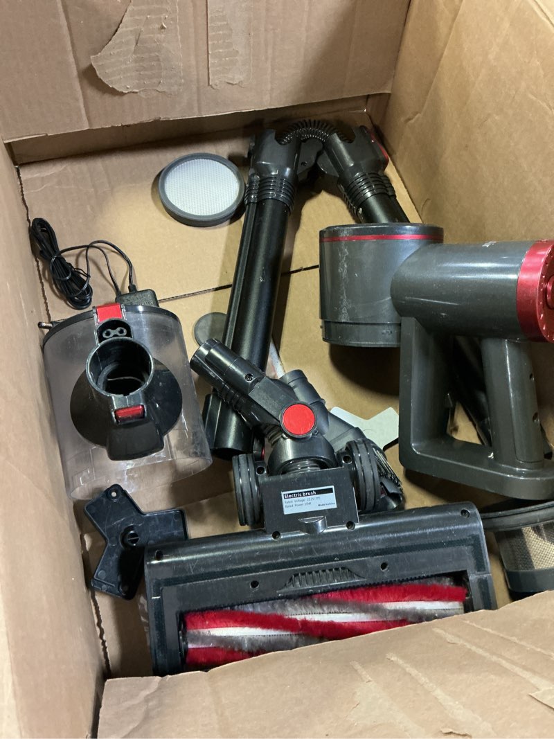 Condition photo showing As Is for GGV Cordless Vacuum Cleaner, 300W 45KPA Suction Power, 60 Min Runtime, Self-Standing Stick Vacuum with Wall Mount Charging, 3 Modes for Pet Hair, Carpet & Floor