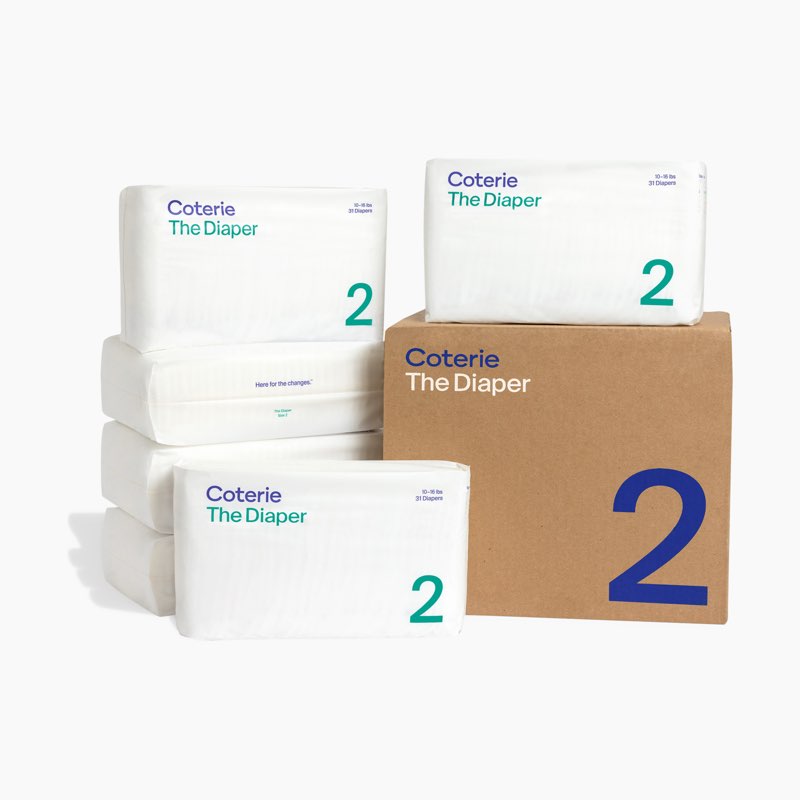 Coterie Ultra Soft Diapers, Monthly Supply - Size 2, 186 Count 6 pack 
