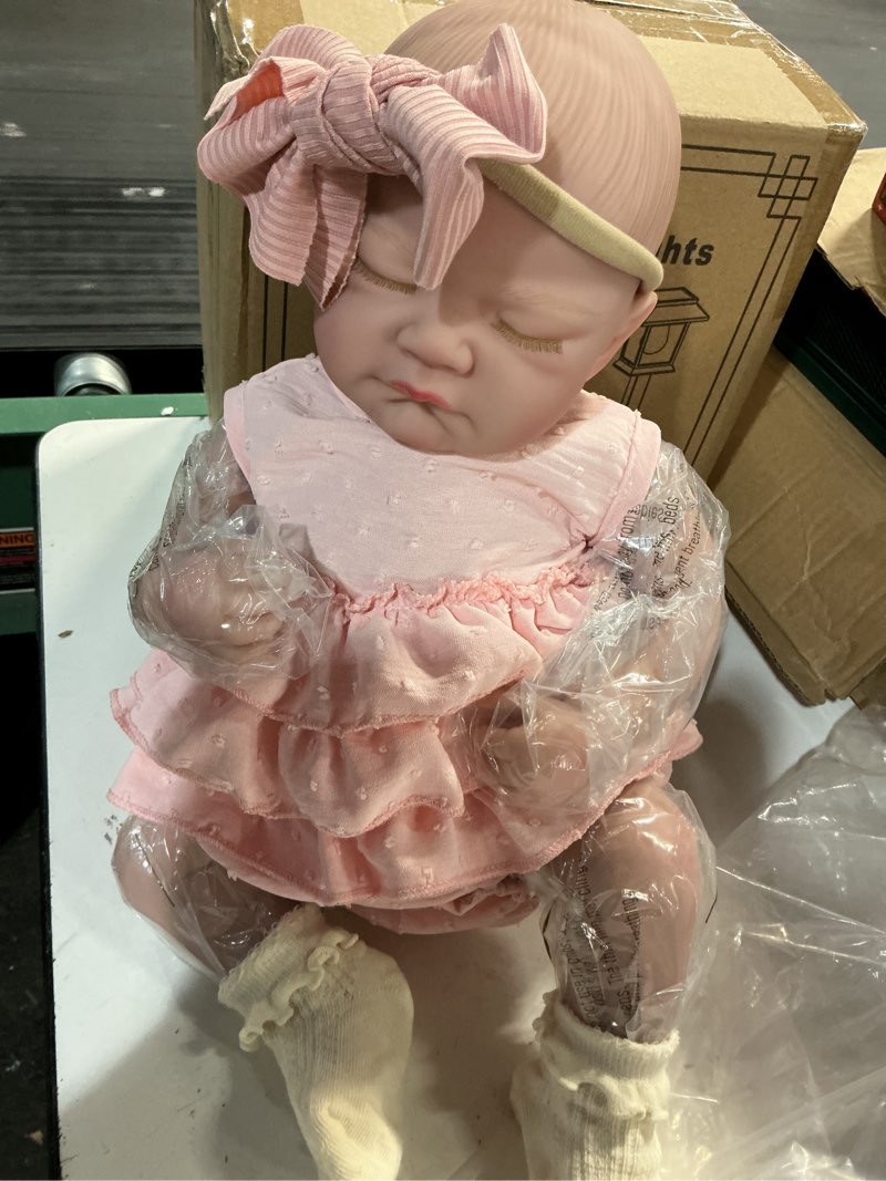 Condition photo showing Good Condition for aori reborn baby dolls girl 20'' realistic sleeping newborn - lifelike poseable vinyl baby doll with feeding & outfit set - soft weighted body for cuddling, suit for collectors & kids 3+ light pink